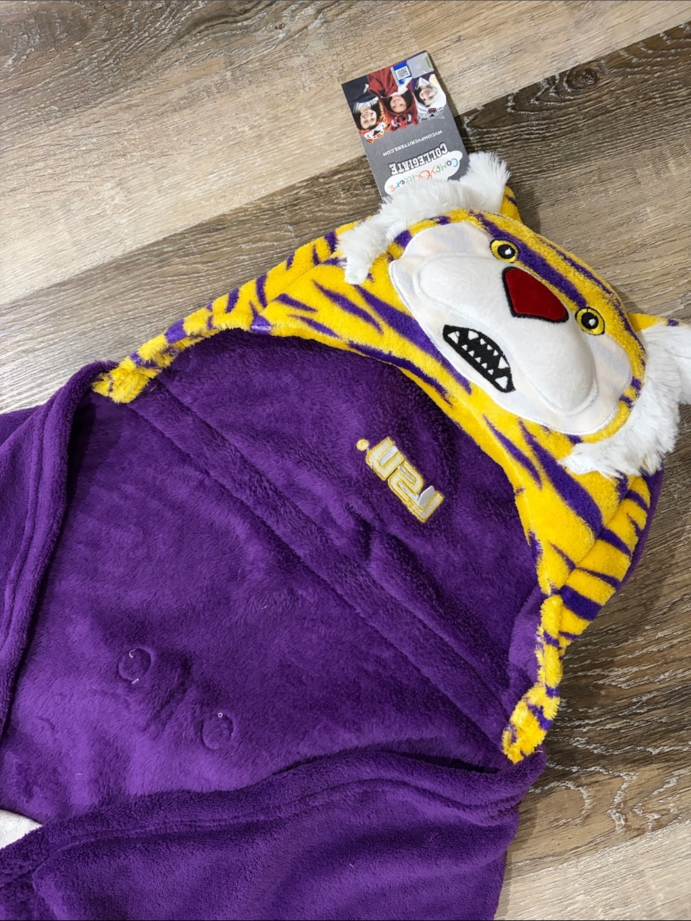 Purple Plush LSU Tiger Hooded Wearable Blanket
